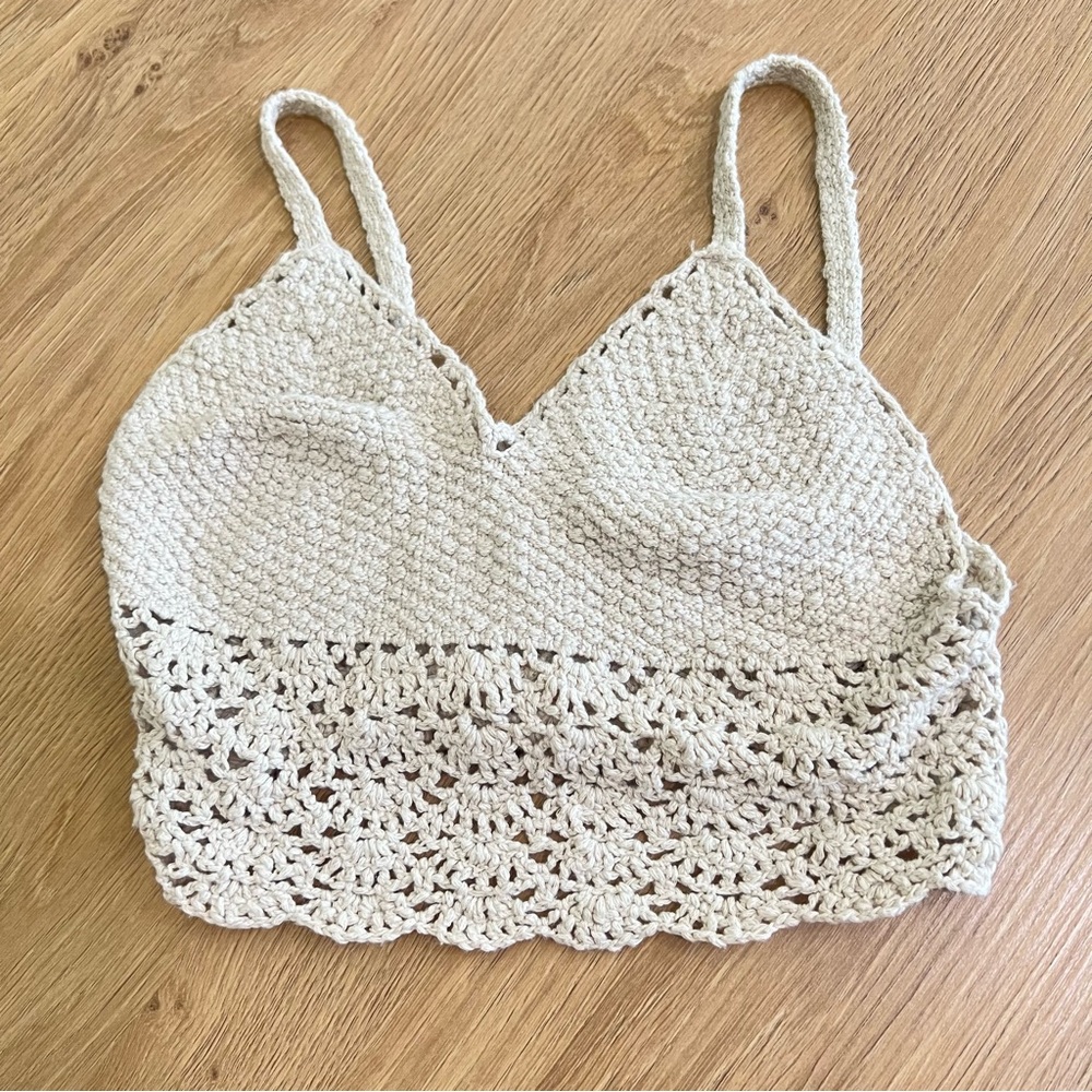 Hollister Cream Crochet Tank Top